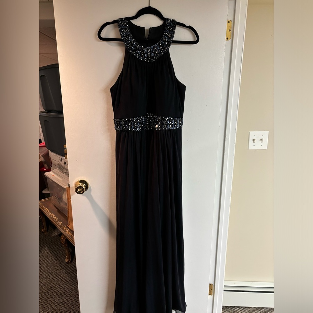 Navy gown with beading